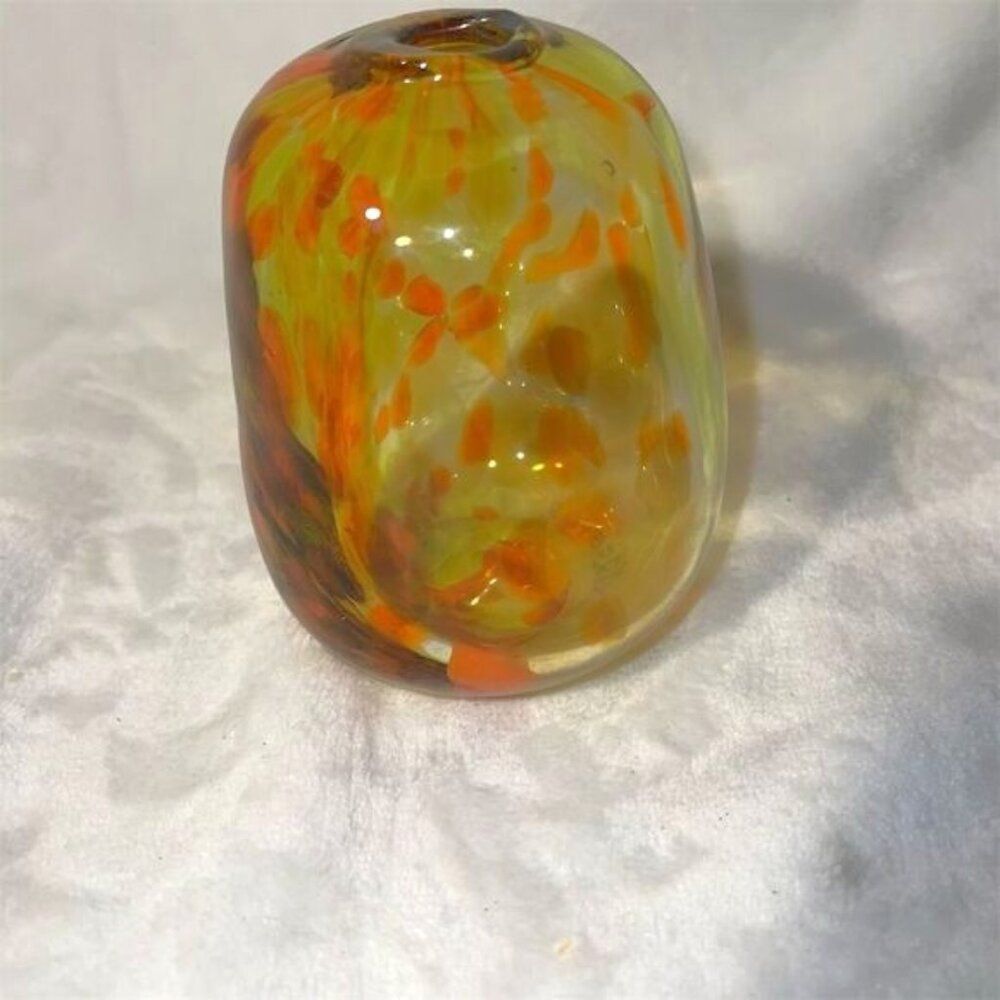 Hand Blown Multicolor Art Glass Vase Signed by Hocevar